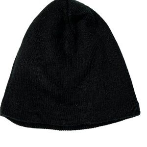 Black Fleece Lined Beanie Winter Hat